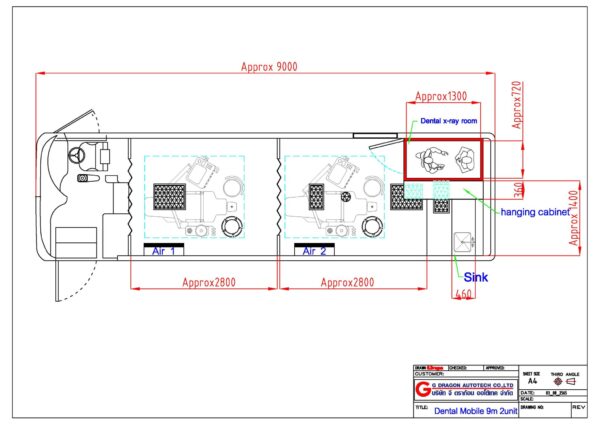 งานดัดแปลงรถบัสโดยสารขนาด 9 เมตร เป็นรถทันตกรรมเคลื่อนที่แบบ 2 เตียงทันตกรรมและ 1 ห้องเอกซเรย์ฟัน บริษัท คิงส์-วิน จำกัด